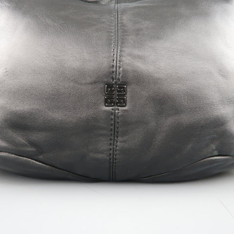 GIVENCHY Black Leather Gold Zip Expandable TINHAN SHOPPER Hobo Tote Handbag