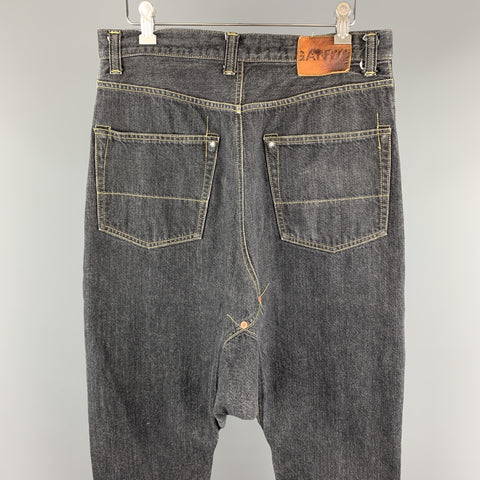 GANRYU by COMME des GARCONS Size S Charcoal Cotton Drop-Crotch Jeans