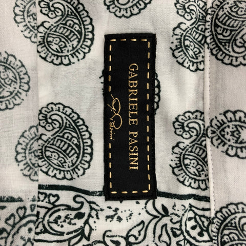GABRIELE PASINI Size M White Black Paisley Cotton Long Sleeve Shirt