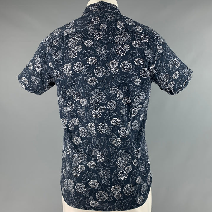 TED BAKER Camisa de manga corta de algodón floral blanco marino talla M