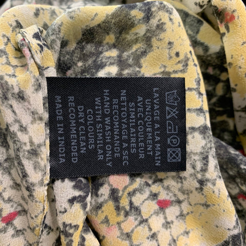 ISABEL MARANT Talla 4 Blusa extragrande de seda con estampado de piel de serpiente verde oliva y amarillo
