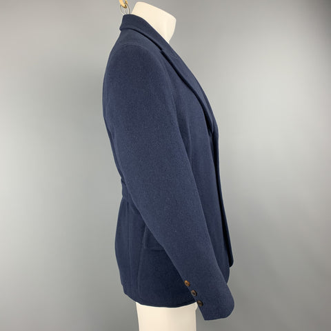 JEAN PAUL GAULTIER Size 38 Navy Lana Wool Peak Lapel Sport Coat