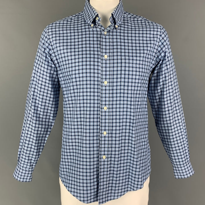 BROOKS BROTHERS Size M Blue Green Plaid Cotton Button Down Long Sleeve Shirt