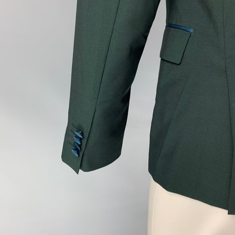 PAUL SMITH Soho Fit Size 38 Regular Forest Green & Teal Wool / Mohair Peak Lapel Sport Coat