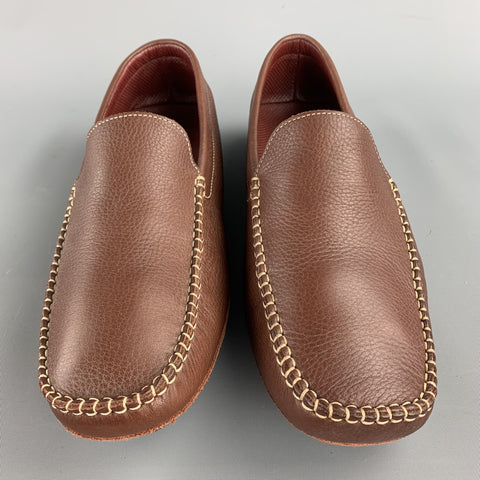 COLE HAAN Size 9.5 Tan Textured Leather Contrast Stitch Loafers