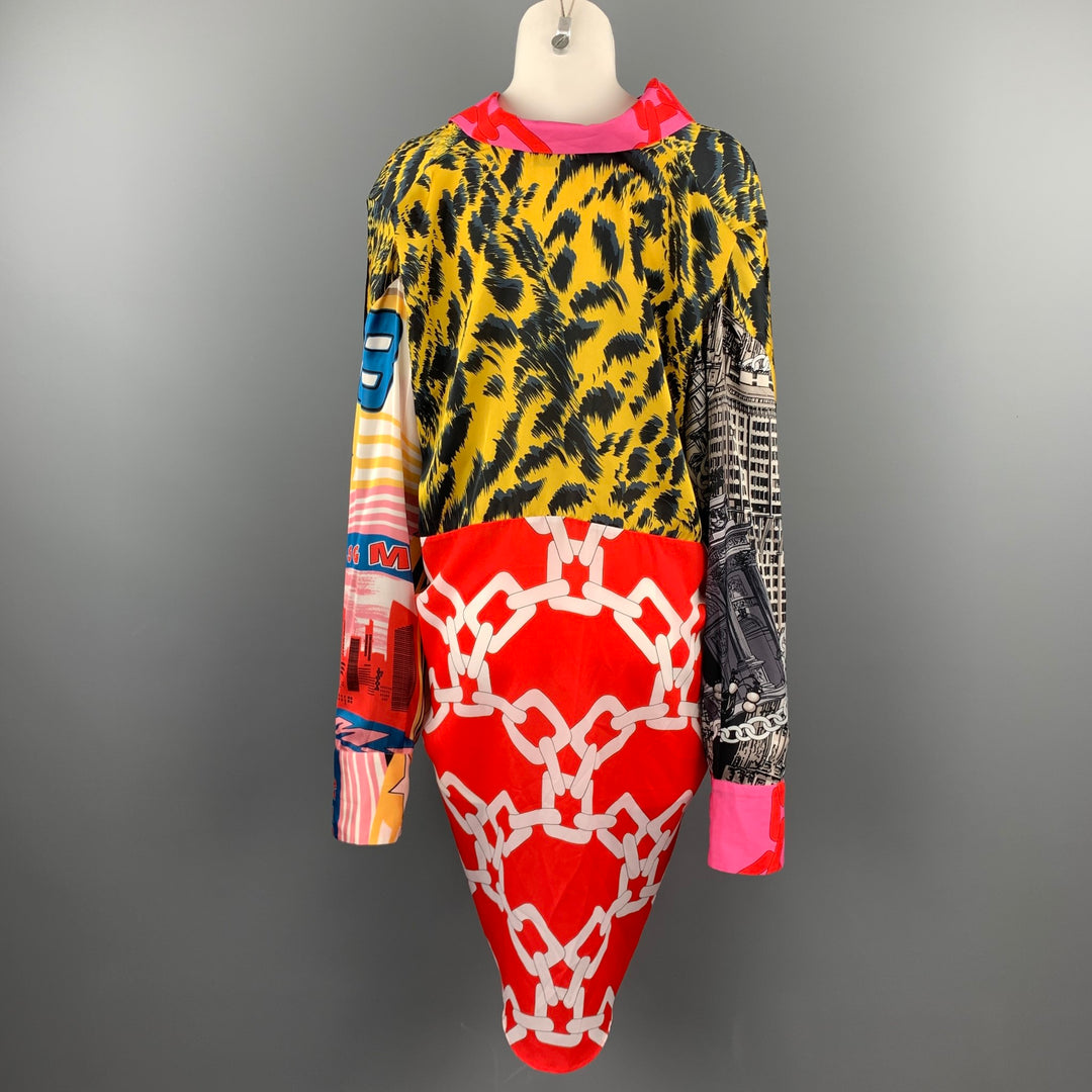 MSGM Size 4 Multi-Color Mixed Fabric Polyester Oversized Blouse
