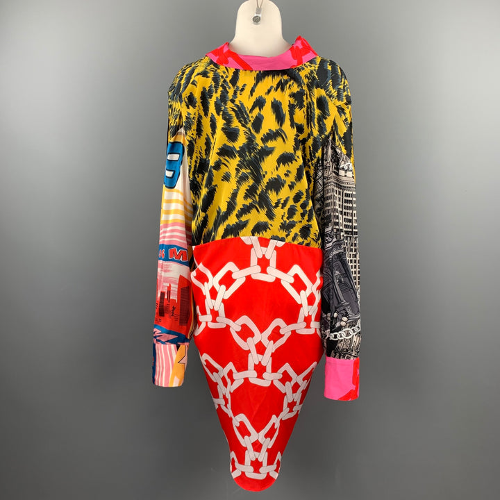 MSGM Size 4 Multi-Color Mixed Fabric Polyester Oversized Blouse
