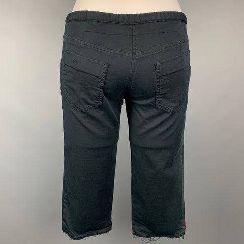 PRADA Size 2 Black Cotton Blend Raw Edge Shorts