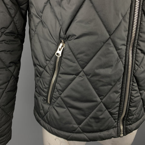 TOP MAN Size L Black Quilted Nylon Zip Up Bomber Jacket