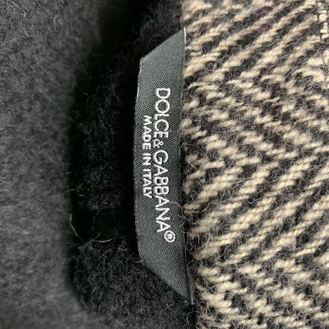 DOLCE & GABBANA Oversized Size 38 Black & White Herringbone Wool Double Breasted Coat