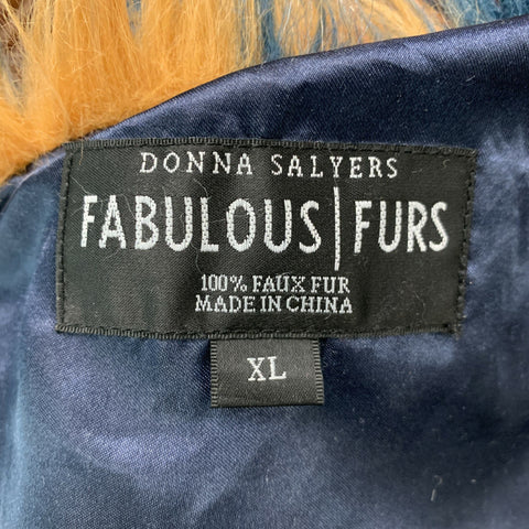 FABULOUS FURS Size XL Orange Blue Acrylic Coat