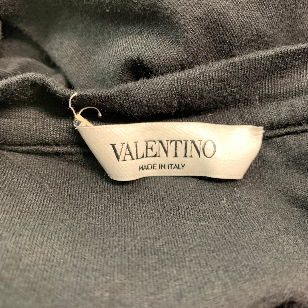 VALENTINO Size XL Black Graphic Cotton Crew Neck T-shirt