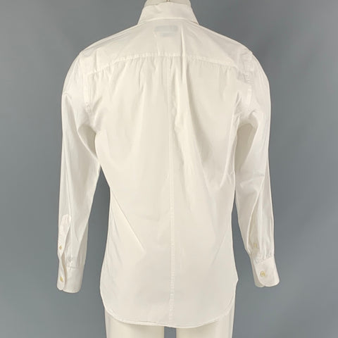 DOLCE & GABBANA Size S White Solid Cotton Button Up  Long Sleeve Shirt