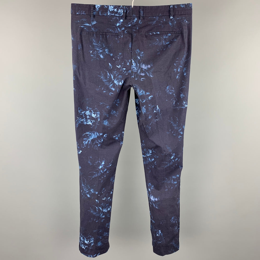PS by PAUL SMITH Size 32 Navy Print Cotton Zip Fly Casual Pants