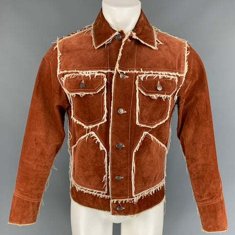 WILSON'S Size S Rust & Cream Fringe Suede Western Jacket