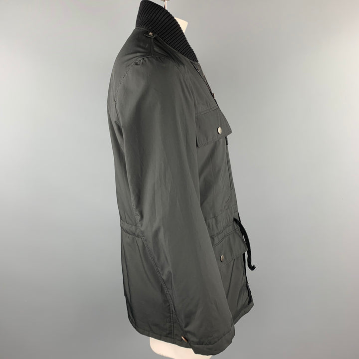 ALLEGRI Size XL Black Nylon Patch Pocket Zip Up Jacket