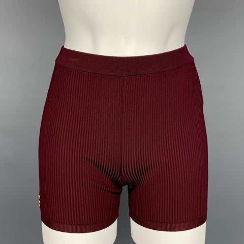 SAINT LAURENT SS 2021 Taille XS Bordeaux YSL Viscose Côtelé Cavalier Short