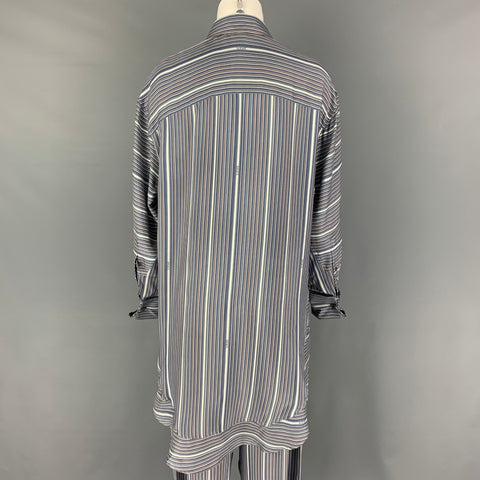 LOEWE Talla 2 Conjunto asimétrico de rayas de seda gris blanco azul
