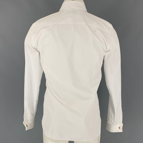 BURBERRY LONDON Size S White Cotton Tuxedo Long Sleeve Shirt