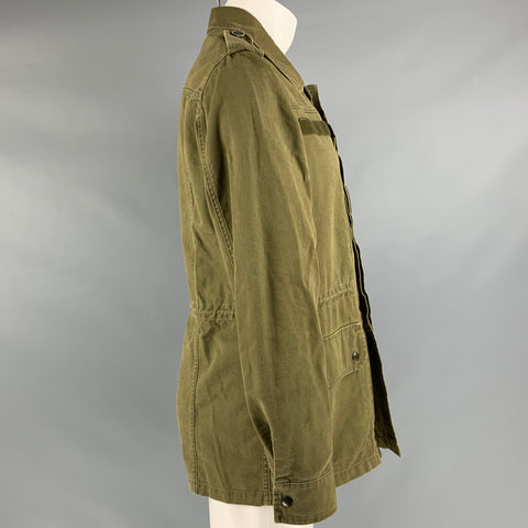 SAINT LAURENT Taille 38 Veste utilitaire en ramie de coton kaki