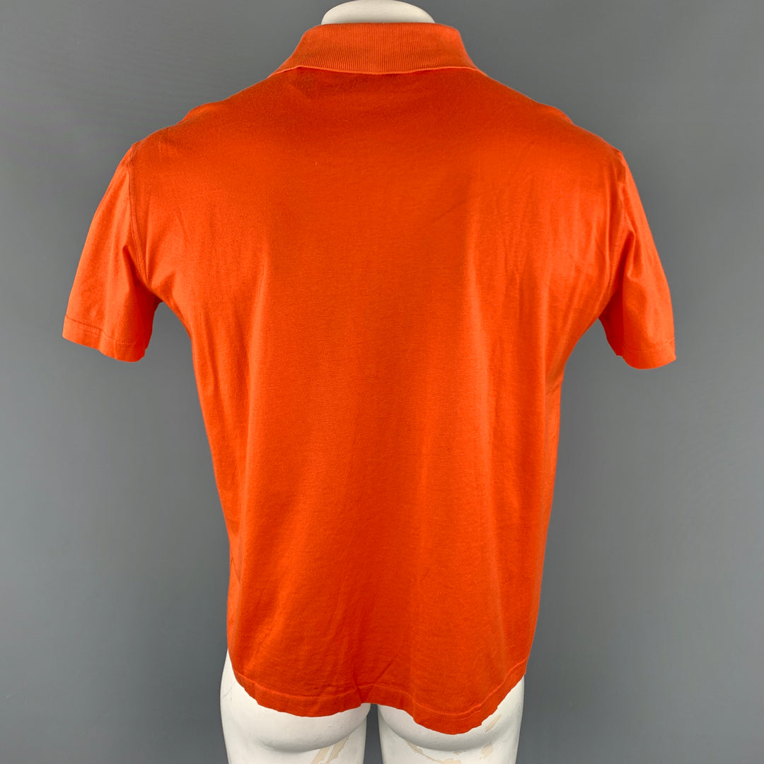 Vintage V2 by VERSACE Size L Orange Cotton Half Zip POLO