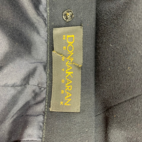 DONNA KARAN Size 8 Navy Wool Long Pencil Skirt