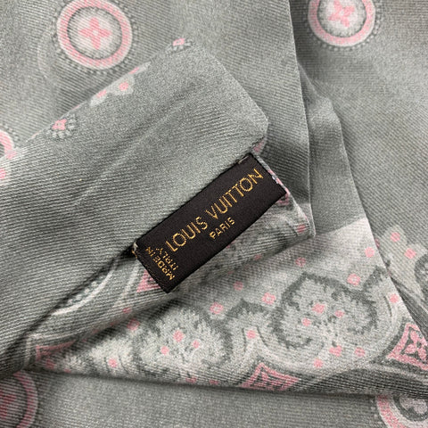 LOUIS VUITTON Mint Pink Print Cotton Silk Scarf