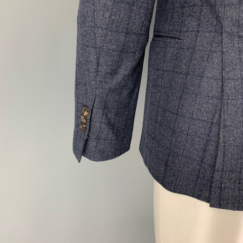 BRUNELLO CUCINELLI Size 40 Blue Glenplaid Wool Blend Sport Coat