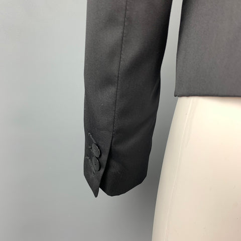 GAULTIER 2 by JEAN PAUL GAULTIER Size XS Black Wool / Silk Ruffled Pleated Shawl Collar Blazer