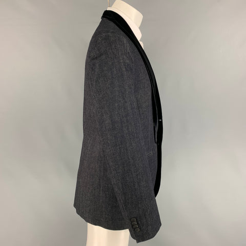GIORGIO ARMANI Size 44 Indigo Mixed Materials Cotton Cashmere Sport Coat