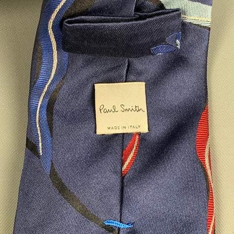 PAUL SMITH Navy Blue Floral Silk Tie