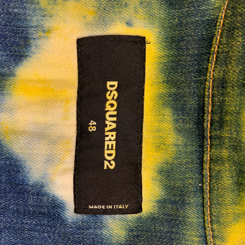 DSQUARED2 Size S Yellow Bleached Denim Trucker Vest Jacket