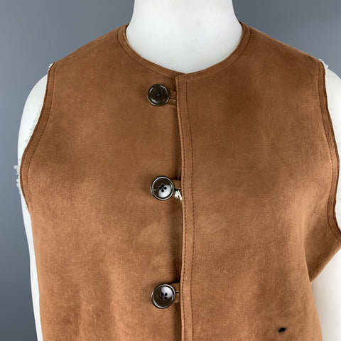 BEAMS Size XL Tan Suede Sheep Leather Shearling Vest