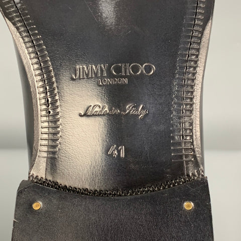 JIMMY CHOO Size 8 Black Leather Cap Toe Lace Up Shoes