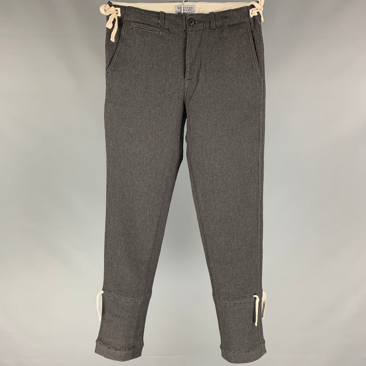 KENNETH FIELD Pantalones casuales de pierna estrecha de poliuretano de algodón gris Talla S