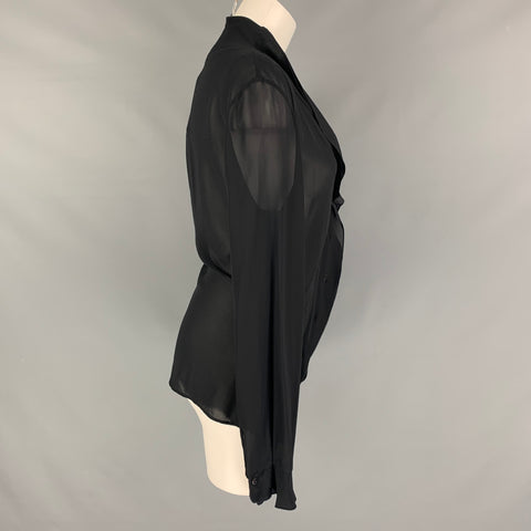 JIL SANDER Talla 8 Blusa de manga larga lisa de seda negra