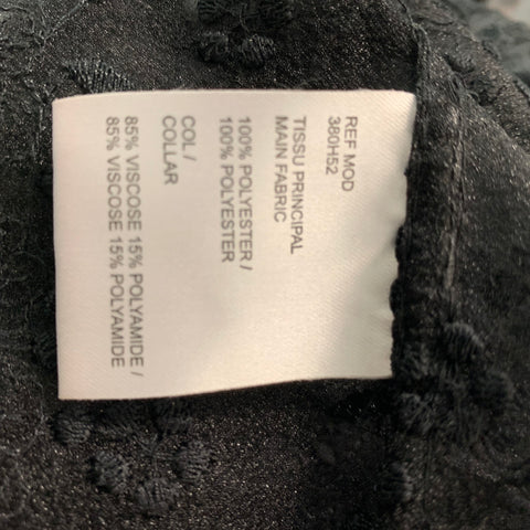 CARVEN Talla M Top Vestido Manga Corta Poliéster Encaje Negro