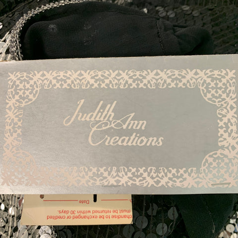JUDITH ANN CREATIONS Taille S Robe droite à paillettes argent noir
