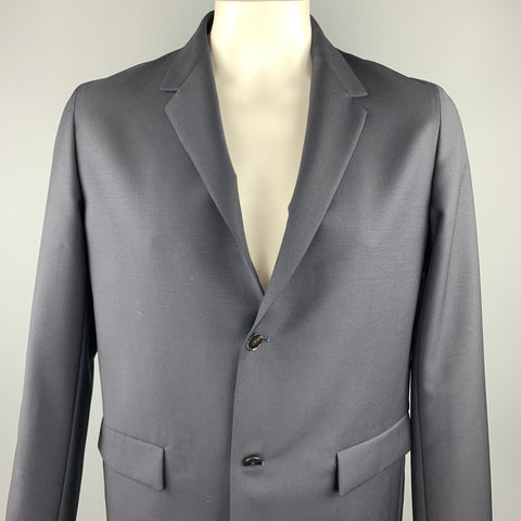 JIL SANDER Size 42 Black Wool / Mohair Notch Lapel Sport Coat