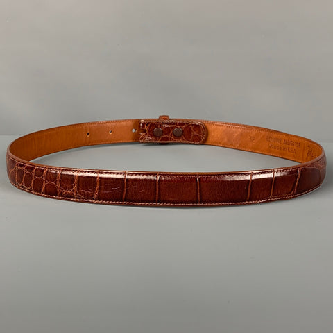 PAT AREIAS Size 32 Brown Textured Alligator Leather Belt Strap