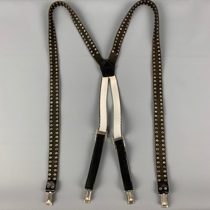 DSQUARED2 Black Studded Leather Suspenders
