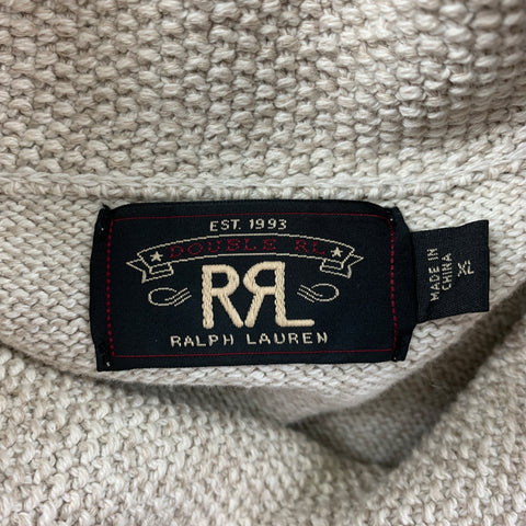 RRL by RALPH LAUREN Size XL Oatmeal Navy Stripe Cotton Linen Sweater