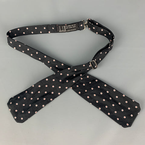 DUNHILL Black White Polka Dot Silk Bow Tie
