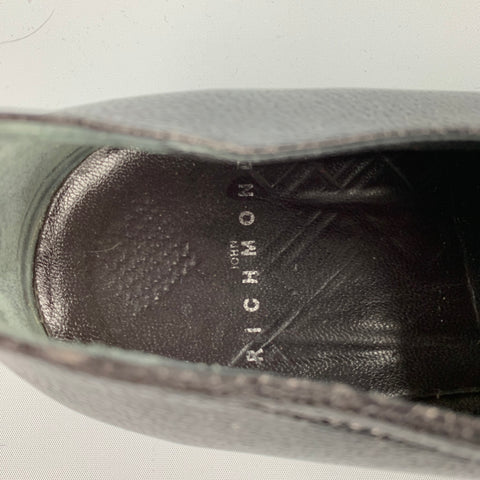 JOHN RICHMOND Size 10.5 Black Textured Leather Square Toe Loafers