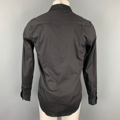 OAK Size M Black Cotton Hidden Buttons Long Sleeve Shirt