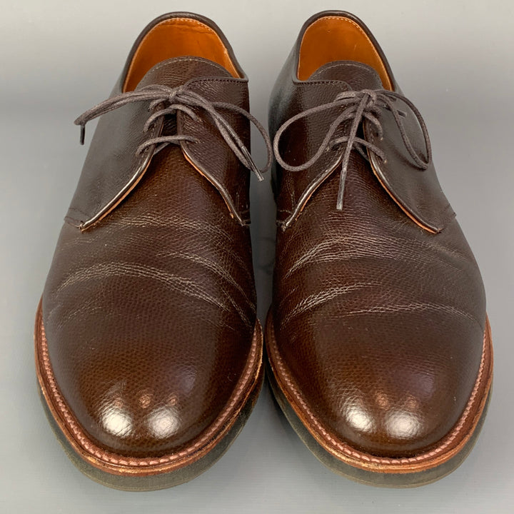 ALDEN 9410 Size 10 Brown Pebble Grain Leather Lace Up Lace Up Shoes
