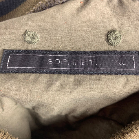 SOPHNET Size XL Olive Solid Cotton Button Up Long Sleeve Shirt
