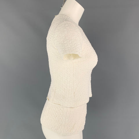 OPENING CEREMONY Size S White Textured Viscose Blend Blouse