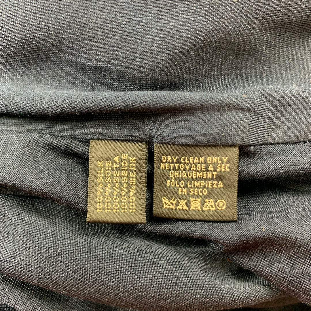 RALPH LAUREN Black Label Taille L Navy Jersey Silk Wrap Cardigan à manches courtes