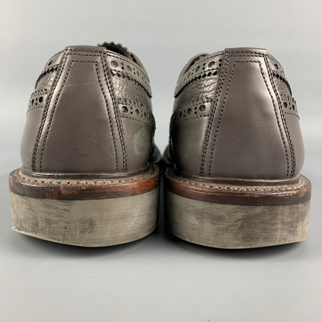 FOOT THE COACHER Taille 8 Chaussures à lacets en cuir perforé gris avec bout renforcé